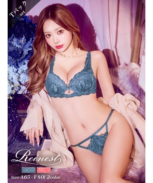 れもん✨【新品未使用】Reinest ブラ&Tバック〈F70〉送料込み✨ Tバック】【Reinest】ファインカットレーシィブラジャー&バック
