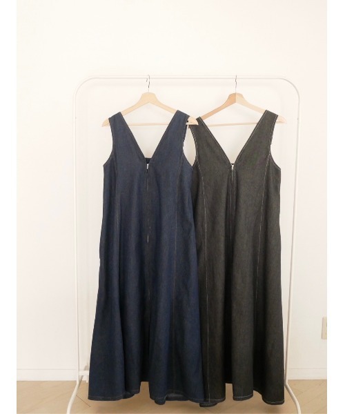 TRUNC（トランクエイティーエイト）の「Denim Zip Jumper Skirt（ワンピース・レディース・ブラック/ネイビー・FREE）」の20枚目の写真