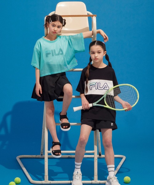 FILA（フィラ）の「FILAコラボ／切り替えT半袖/117103（Tシャツ/カットソー・キッズ・ブラック×ブルー/ブラック×ホワイト・130cm/140cm/150cm/160cm/170cm）」の3枚目の写真