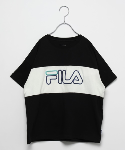 FILA（フィラ）の「FILAコラボ／切り替えT半袖/117103（Tシャツ/カットソー・キッズ・ブラック×ブルー/ブラック×ホワイト・130cm/140cm/150cm/160cm/170cm）」の4枚目の写真
