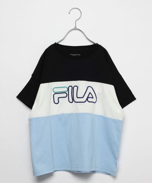 FILA（フィラ）の「FILAコラボ／切り替えT半袖/117103（Tシャツ/カットソー・キッズ・ブラック×ブルー/ブラック×ホワイト・130cm/140cm/150cm/160cm/170cm）」の5枚目の写真