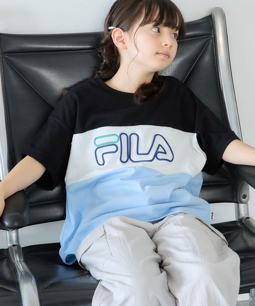 FILA（フィラ）の「FILAコラボ／切り替えT半袖/117103（Tシャツ/カットソー・キッズ・ブラック×ブルー/ブラック×ホワイト・130cm/140cm/150cm/160cm/170cm）」の20枚目の写真