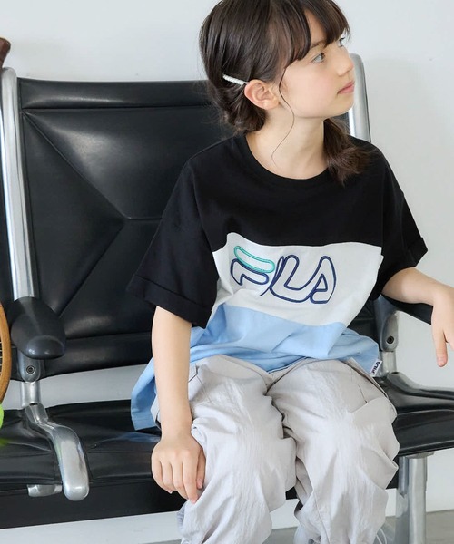 FILA（フィラ）の「FILAコラボ／切り替えT半袖/117103（Tシャツ/カットソー・キッズ・ブラック×ブルー/ブラック×ホワイト・130cm/140cm/150cm/160cm/170cm）」の22枚目の写真
