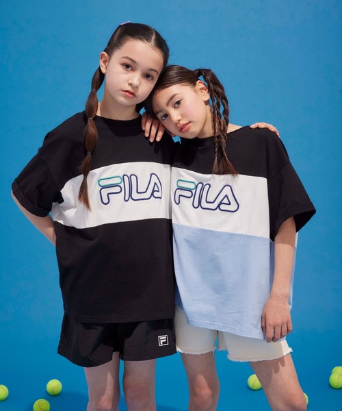 FILA（フィラ）の「FILAコラボ／切り替えT半袖/117103（Tシャツ/カットソー・キッズ・ブラック×ブルー/ブラック×ホワイト・130cm/140cm/150cm/160cm/170cm）」の13枚目の写真