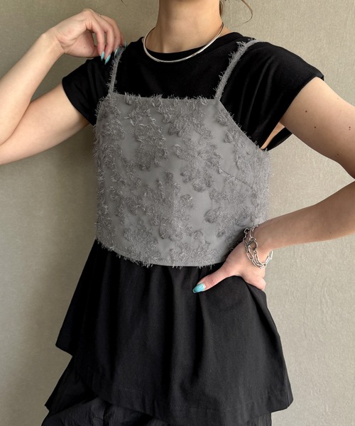 junoah（ジュノア）の「ジャガードバックリボンビスチェ（キャミソール・レディース・ブラック/アイボリー/グレー・MEDIUM/X-LARGE/LARGE）」の21枚目の写真