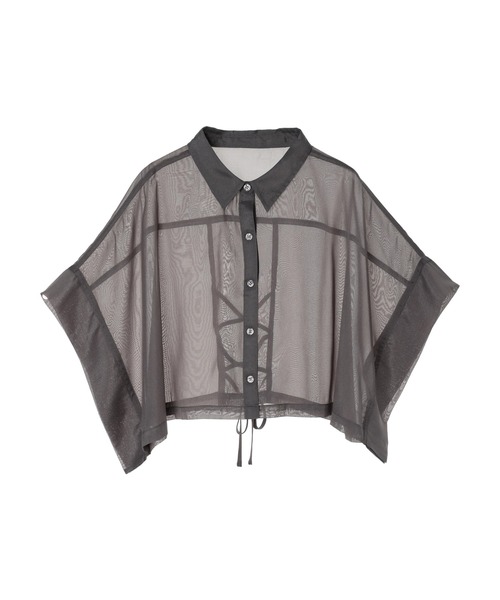 EGOIST（エゴイスト）の「EGOIST　短丈シアーシャツ（シャツ/ブラウス・レディース・オフホワイト/チャコールグレー/ピンク/グリーン・FREE）」の6枚目の写真