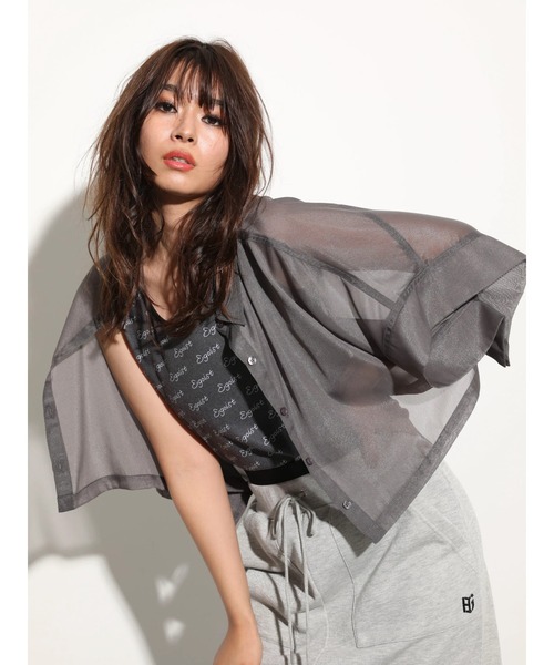 EGOIST（エゴイスト）の「EGOIST　短丈シアーシャツ（シャツ/ブラウス・レディース・オフホワイト/チャコールグレー/ピンク/グリーン・FREE）」の22枚目の写真