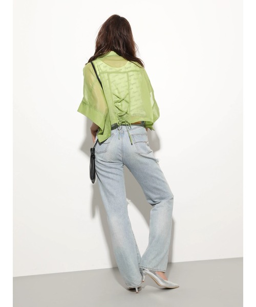 EGOIST（エゴイスト）の「EGOIST　短丈シアーシャツ（シャツ/ブラウス・レディース・オフホワイト/チャコールグレー/ピンク/グリーン・FREE）」の19枚目の写真