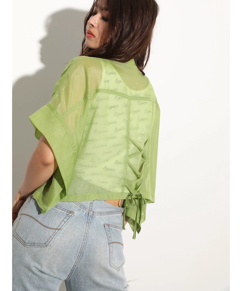 EGOIST（エゴイスト）の「EGOIST　短丈シアーシャツ（シャツ/ブラウス・レディース・オフホワイト/チャコールグレー/ピンク/グリーン・FREE）」の17枚目の写真