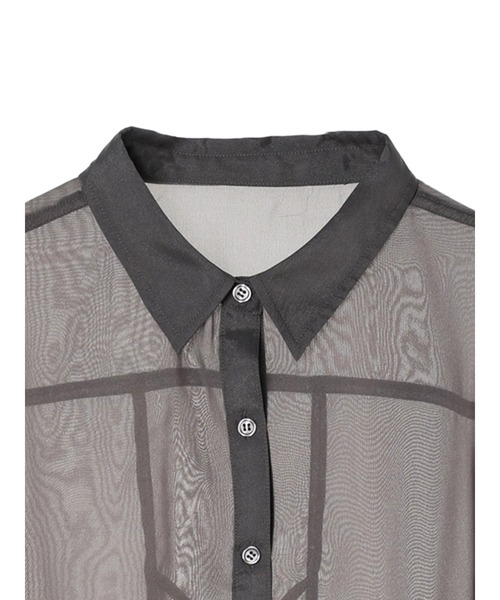 EGOIST（エゴイスト）の「EGOIST　短丈シアーシャツ（シャツ/ブラウス・レディース・オフホワイト/チャコールグレー/ピンク/グリーン・FREE）」の14枚目の写真