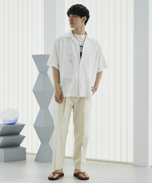 JOURNAL STANDARD relume(ジャーナルスタンダード レリューム)の「アラベスクレース フラワーオープンカラー半袖シャツ(シャツ/ブラウス・メンズ・ホワイト/ベージュ系その他/ブラック・MEDIUM/LARGE)」の17枚目の写真
