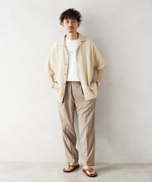 JOURNAL STANDARD relume(ジャーナルスタンダード レリューム)の「アラベスクレース フラワーオープンカラー半袖シャツ(シャツ/ブラウス・メンズ・ホワイト/ベージュ系その他/ブラック・MEDIUM/LARGE)」の18枚目の写真