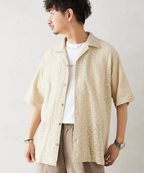 JOURNAL STANDARD relume☆レース長袖シャツ JOURNAL STANDARD relume シャツ ストライプ レースシャツ