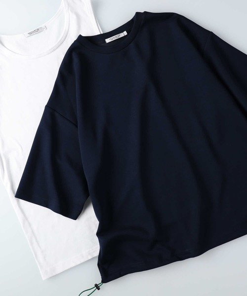 Right-on（ライトオン）の「裾ドロー BIG レイヤード（アンサンブル・メンズ・ライトベージュ/ネイビー・M/L/XL）」の2枚目の写真