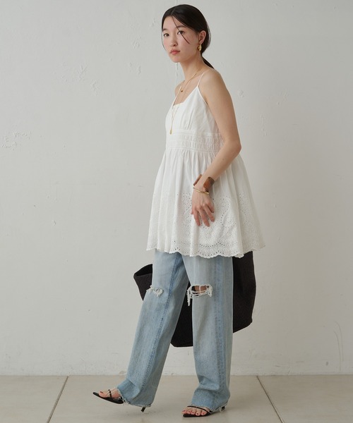 Loungedress(ラウンジドレス)コットンキャミブラウス レースキャミ（シャツ/ブラウス）｜LOUNGEDRESS（ラウンジドレス