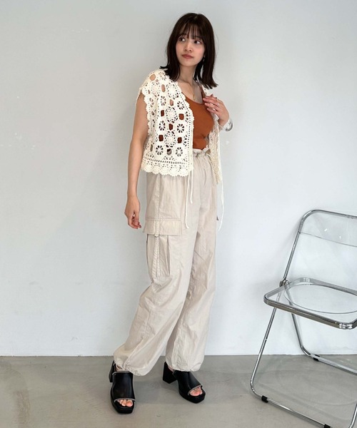 archives（アルシーヴ）の「２ｗａｙかぎ針ノースリニット（ニット/セーター・レディース・ブラック/アイボリー/グリーン/オレンジ・MEDIUM）」の19枚目の写真