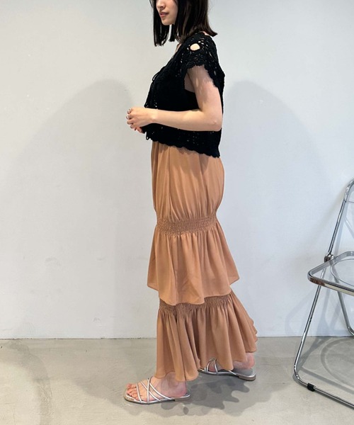 archives（アルシーヴ）の「２ｗａｙかぎ針ノースリニット（ニット/セーター・レディース・ブラック/アイボリー/グリーン/オレンジ・MEDIUM）」の8枚目の写真