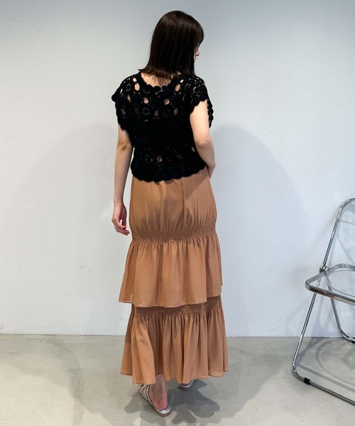 archives（アルシーヴ）の「２ｗａｙかぎ針ノースリニット（ニット/セーター・レディース・ブラック/アイボリー/グリーン/オレンジ・MEDIUM）」の7枚目の写真