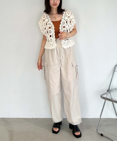 archives（アルシーヴ）の「２ｗａｙかぎ針ノースリニット（ニット/セーター・レディース・ブラック/アイボリー/グリーン/オレンジ・MEDIUM）」の21枚目の写真