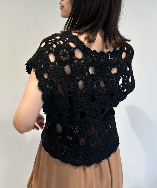 archives（アルシーヴ）の「２ｗａｙかぎ針ノースリニット（ニット/セーター・レディース・ブラック/アイボリー/グリーン/オレンジ・MEDIUM）」の10枚目の写真