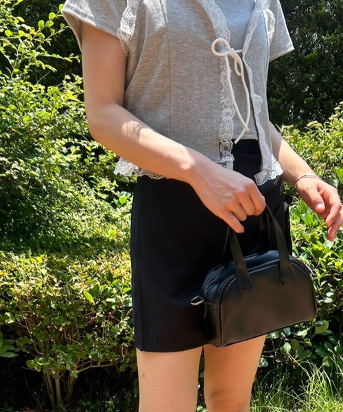 mebole（メボレ）の「サイドギャザーショートスカパン（スカート・レディース・ブラック/グレー・SMALL/MEDIUM）」の9枚目の写真