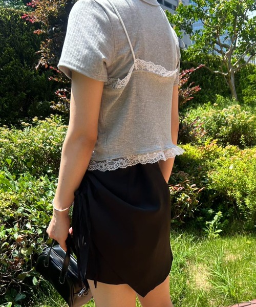 mebole（メボレ）の「サイドギャザーショートスカパン（スカート・レディース・ブラック/グレー・SMALL/MEDIUM）」の15枚目の写真