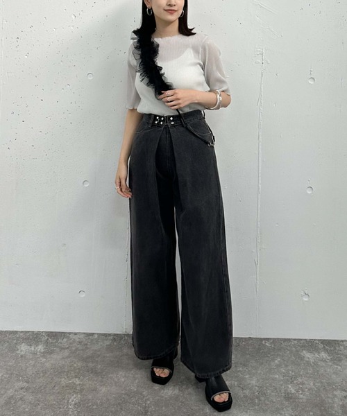 archives(アルシーヴ)の「ラメシアー半袖TOPS(Tシャツ/カットソー・レディース・ブラック/ブルー/オフホワイト/ミント・MEDIUM)」の8枚目の写真