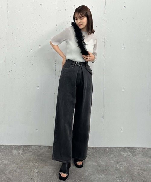 archives(アルシーヴ)の「ラメシアー半袖TOPS(Tシャツ/カットソー・レディース・ブラック/ブルー/オフホワイト/ミント・MEDIUM)」の10枚目の写真
