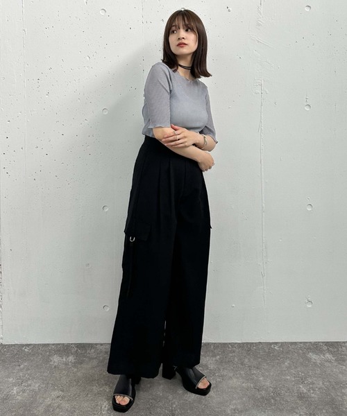 archives(アルシーヴ)の「ラメシアー半袖TOPS(Tシャツ/カットソー・レディース・ブラック/ブルー/オフホワイト/ミント・MEDIUM)」の22枚目の写真