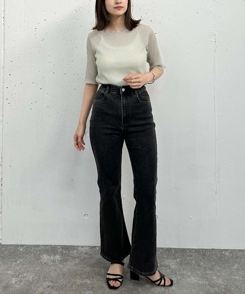 archives(アルシーヴ)の「ラメシアー半袖TOPS(Tシャツ/カットソー・レディース・ブラック/ブルー/オフホワイト/ミント・MEDIUM)」の15枚目の写真