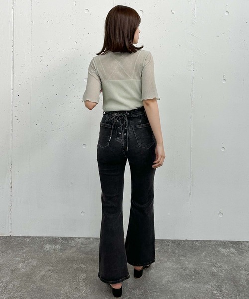 archives(アルシーヴ)の「ラメシアー半袖TOPS(Tシャツ/カットソー・レディース・ブラック/ブルー/オフホワイト/ミント・MEDIUM)」の16枚目の写真