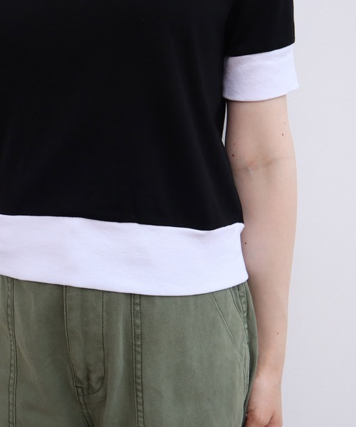 CHILD WOMAN(チャイルドウーマン)の「☆連シルフライス バイカラーTシャツ(Tシャツ/カットソー・レディース・サックスブルー/ブラック・FREE)」の19枚目の写真