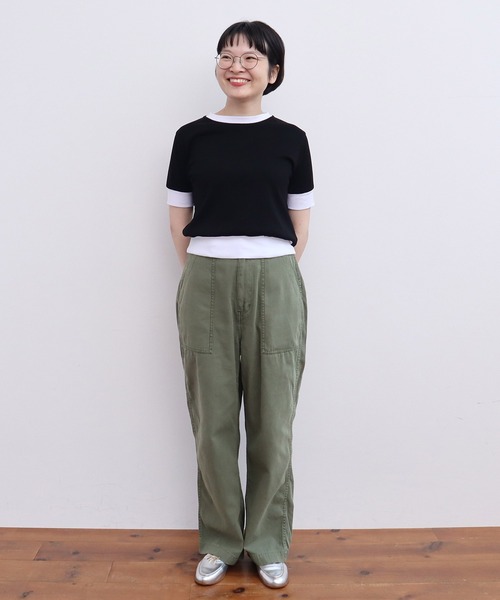 CHILD WOMAN(チャイルドウーマン)の「☆連シルフライス バイカラーTシャツ(Tシャツ/カットソー・レディース・サックスブルー/ブラック・FREE)」の12枚目の写真