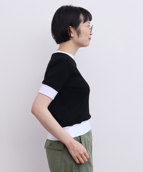 CHILD WOMAN(チャイルドウーマン)の「☆連シルフライス バイカラーTシャツ(Tシャツ/カットソー・レディース・サックスブルー/ブラック・FREE)」の11枚目の写真