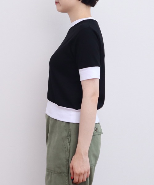 CHILD WOMAN(チャイルドウーマン)の「☆連シルフライス バイカラーTシャツ(Tシャツ/カットソー・レディース・サックスブルー/ブラック・FREE)」の15枚目の写真