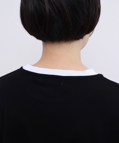 CHILD WOMAN(チャイルドウーマン)の「☆連シルフライス バイカラーTシャツ(Tシャツ/カットソー・レディース・サックスブルー/ブラック・FREE)」の17枚目の写真