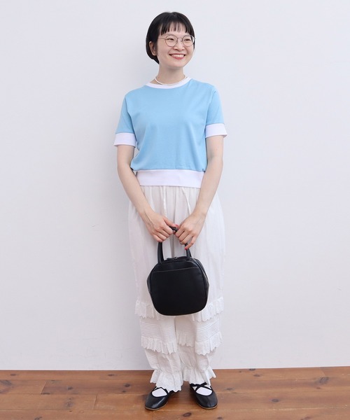 CHILD WOMAN(チャイルドウーマン)の「☆連シルフライス バイカラーTシャツ(Tシャツ/カットソー・レディース・サックスブルー/ブラック・FREE)」の6枚目の写真
