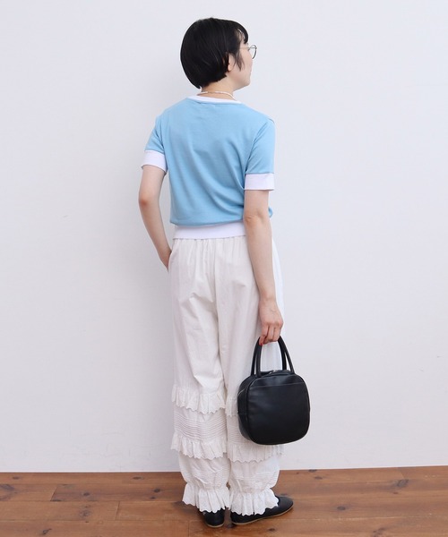 CHILD WOMAN(チャイルドウーマン)の「☆連シルフライス バイカラーTシャツ(Tシャツ/カットソー・レディース・サックスブルー/ブラック・FREE)」の7枚目の写真