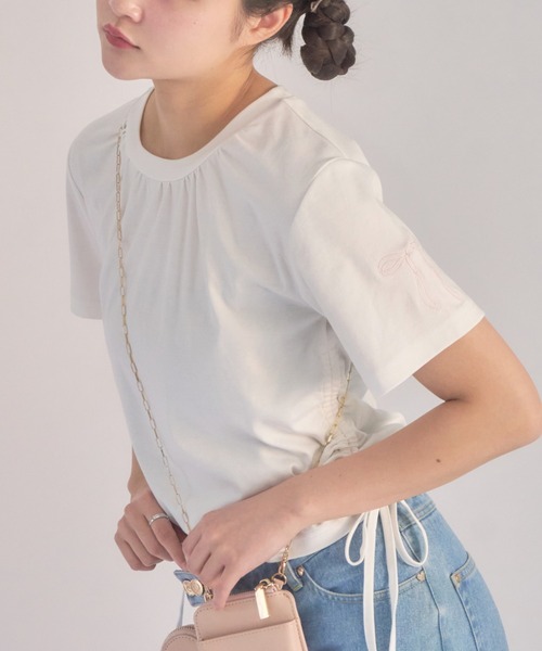 みーちゃん様MUVEIL リボンノットTシャツ ミュベール ホワイト 36 MUVEIL/ミュベール｜1枚で主役級の「ミュベール」半袖カットソー