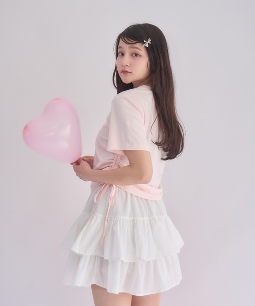 muguet(ミュゲ)の「リボン刺繍Tシャツ(Tシャツ/カットソー・レディース・ホワイト/ピンク・FREE)」の6枚目の写真