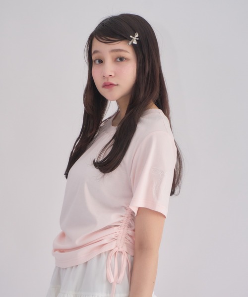 muguet(ミュゲ)の「リボン刺繍Tシャツ(Tシャツ/カットソー・レディース・ホワイト/ピンク・FREE)」の7枚目の写真