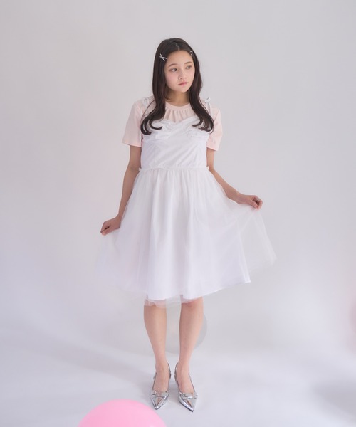 muguet(ミュゲ)の「リボン刺繍Tシャツ(Tシャツ/カットソー・レディース・ホワイト/ピンク・FREE)」の3枚目の写真