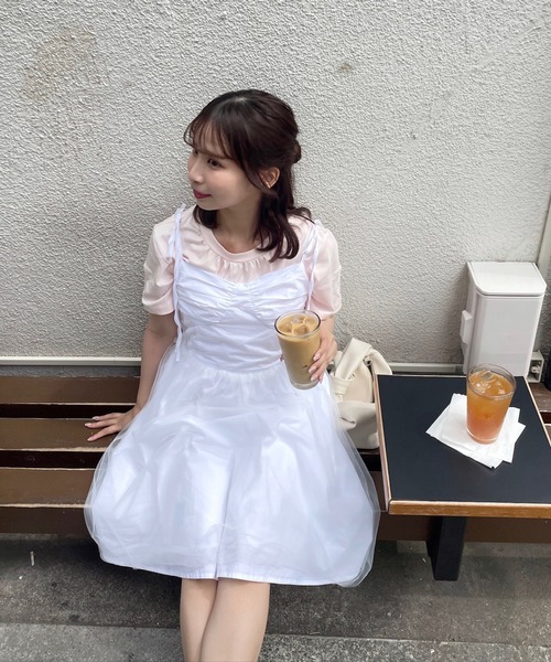 muguet（ミュゲ）の「リボン刺繍Tシャツ（Tシャツ/カットソー