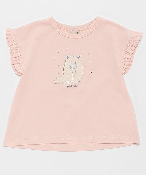 petit main(プティマイン)の「袖フリルTシャツ(Tシャツ/カットソー・キッズ・チャコール/ライトピンク/アイボリー・80cm/120cm/90cm/130cm/110cm/100cm)」の3枚目の写真
