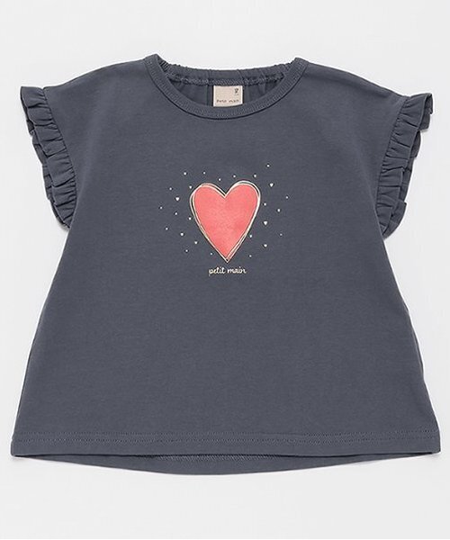 petit main(プティマイン)の「袖フリルTシャツ(Tシャツ/カットソー・キッズ・チャコール/ライトピンク/アイボリー・80cm/120cm/90cm/130cm/110cm/100cm)」の2枚目の写真