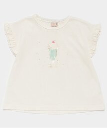 袖フリルTシャツ