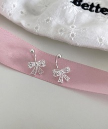 リボンボールピアス