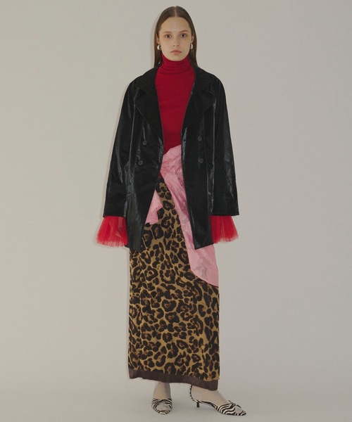 値下げ！ yae Clash leather like サテン調ジャケット yae（ヤエ）の「Clash leather like jacket / クラッシュレザーライク