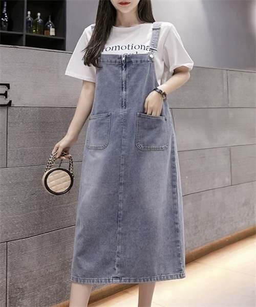 FREE STYLISTS(フリー スタイリスト)の「バックスリット 前後2wayファスナーデニムワンピース(ワンピース・レディース・ダークブルー/ブラック/ライトブルー・M/L/XL/2XL/S)」の2枚目の写真
