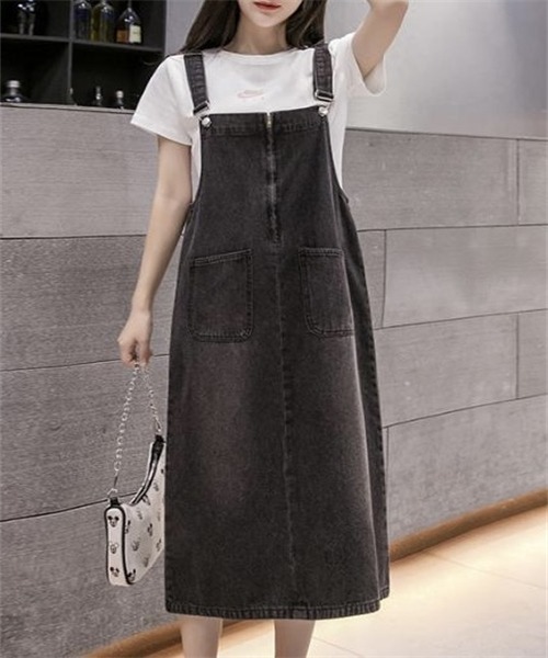 FREE STYLISTS(フリー スタイリスト)の「バックスリット 前後2wayファスナーデニムワンピース(ワンピース・レディース・ダークブルー/ブラック/ライトブルー・M/L/XL/2XL/S)」の1枚目の写真